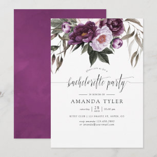 Deep Velvet Floral Bachelorette Party Invitation