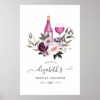 Deep Velvet Floral Bridal Shower Welcome