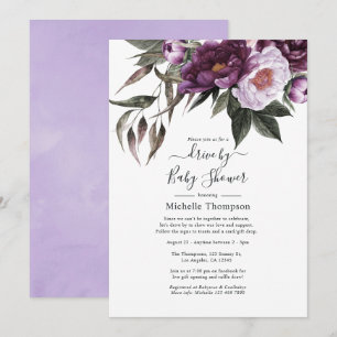 Deep Velvet Floral Drive By Bridal or Baby Shower Invitation