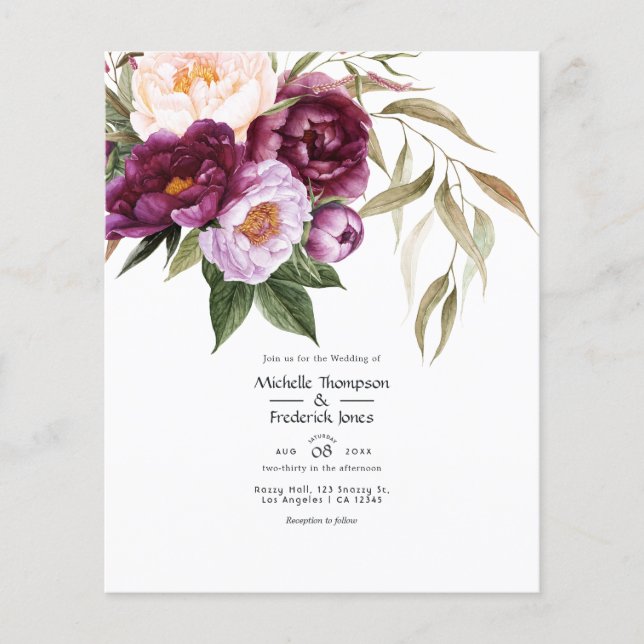 Deep Velvet Floral Wedding Flyer (Front)