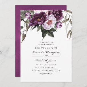 Deep Velvet Floral Wedding Invitation