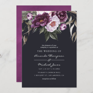 Deep Velvet Floral Wedding Invitation