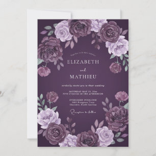 Deep Violet Bloom Wedding Invitation