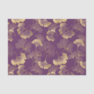 Deep Violet Gold Ginkgo Botanical Tissue Paper