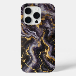 Deep Violet Marble with Gold Accents iPhone 15 Pro Case
