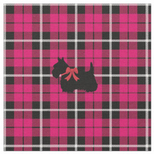 Deep warm Autumn Pink Scottish Terrier plaid Fabric
