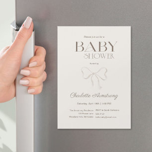 Deep Warm Cream Chic Bow Baby Shower Magnet
