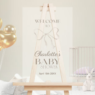 Deep Warm Cream Elegant Bow Baby Shower Welcome Acrylic Sign