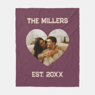 Deep Wine And Soft Champagne Heart Photo Wedding  Fleece Blanket