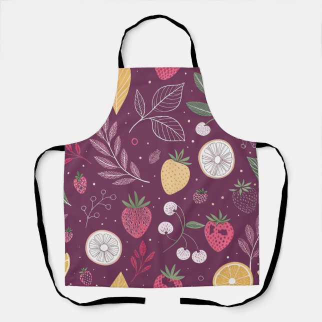 "Deep Wine Purple Fruit Apron (Front)