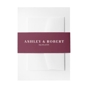 Deep Wine Red Modern Wedding Invitation Belly Band