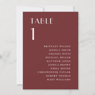 Deep Wine Red Wedding Seating Chart Elegant Fall Invitation