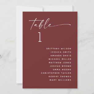 Deep Wine Red Wedding Seating Chart   Elegant Fall Invitation