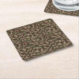 Deep Wood Camouflage Square Paper Coaster