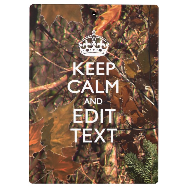 Deep Woods Camo Fall Keep Calm Your Text Clipboard (Back)