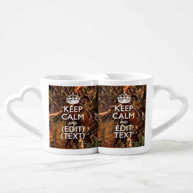 Deep Woods Camouflage Keep Calm Have Your Text Coffee Mug Set (Front Nesting)