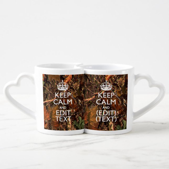 Deep Woods Camouflage Keep Calm Have Your Text Coffee Mug Set (Back Nesting)