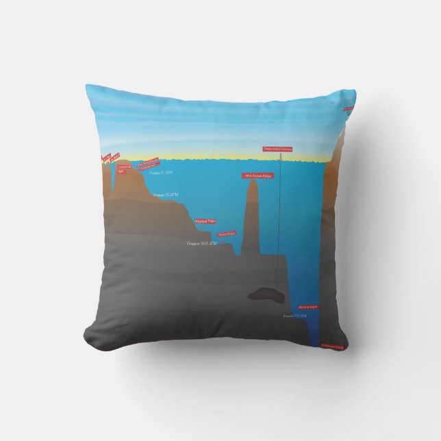 Deepest Ocean infographic Cushion (Front)