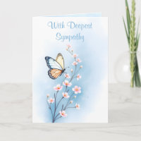 Deepest Sympathy Blue Watercolor Flower Butterfly
