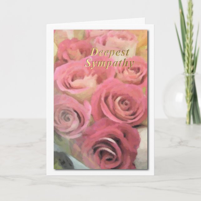 Deepest Sympathy Pink Roses Card (Front)