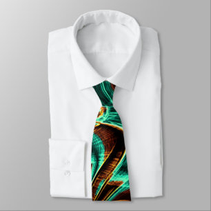 Deeply crooked tapes aquamarine and coffee grooves tie