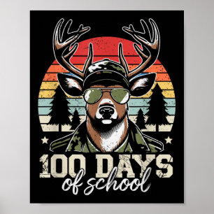 Deer 100 Days Of School Kids Boys 100th Day Of Sch Poster