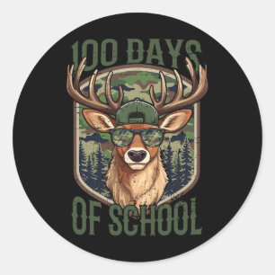 Deer 100 Days Of School Shirt Student Boys Teacher Classic Round Sticker