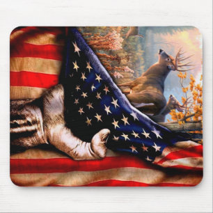 Deer American Flag Blanket, Mouse Pad