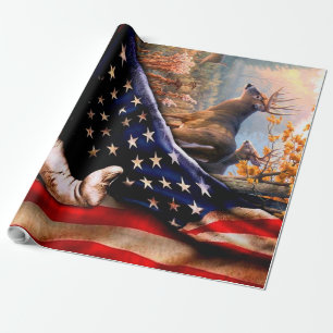 Deer American Flag Blanket, Wrapping Paper