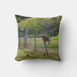 Deer And A Squirrel Painterly Cushion