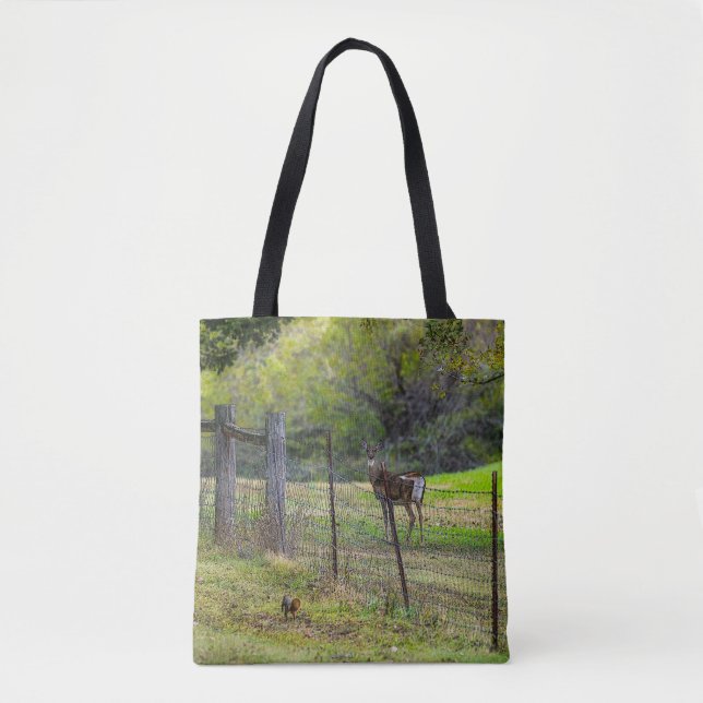 Deer And A Squirrel Painterly Tote Bag (Front)