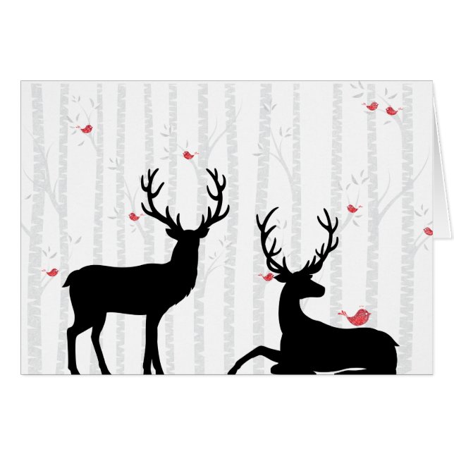 Deer and Birch Tree All Occasion Card (Front Horizontal)