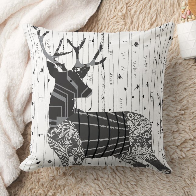 Deer and Birch Tree Pillow (Blanket)