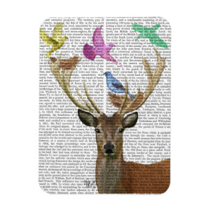 Deer and Birds Nests Pastel Shades Magnet
