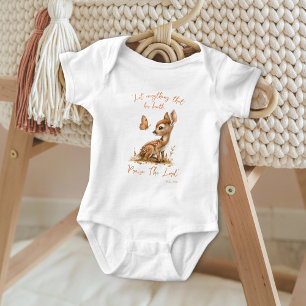 Deer And Butterfly Praise The Lord Christian Baby Bodysuit