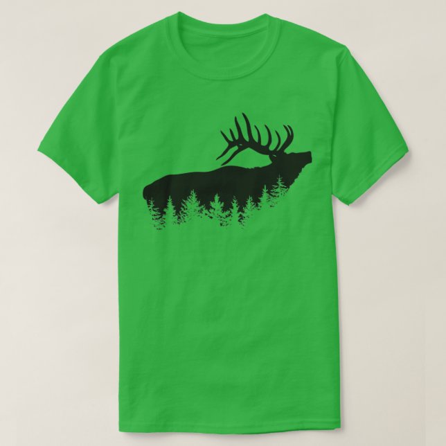 Deer and Evergreens Hunting  T-Shirt (Design Front)