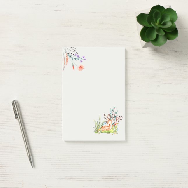Deer and Flowers Post-it Notes (Office)