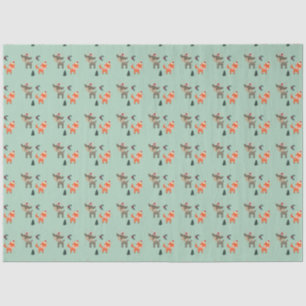 Deer And Fox In Santa Hats Whimsical Christmas Tissue Paper