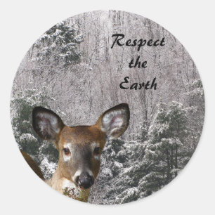 Deer and Frosty Hills Earth Day Classic Round Sticker