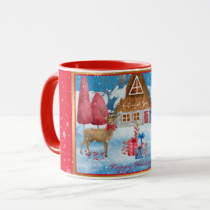 Deer and Gifts on Holiday Evening Customise Mug