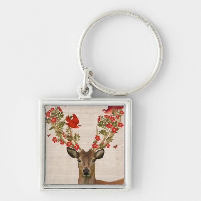 Deer and Love Birds Key Ring (Front)