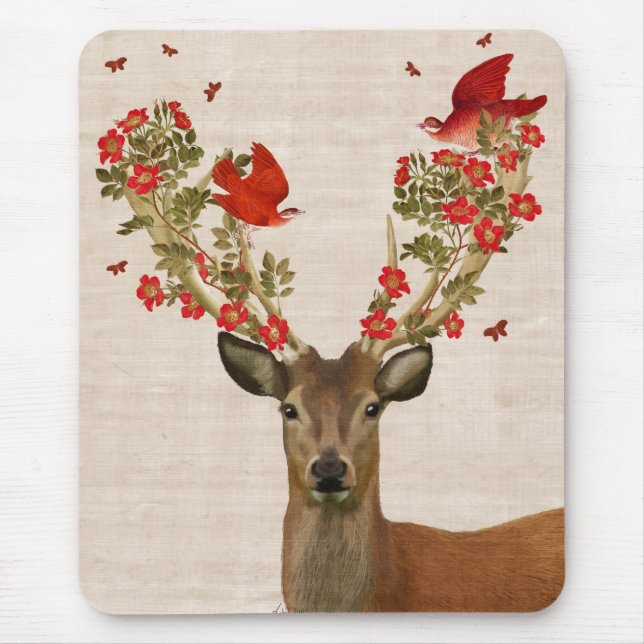 Deer and Love Birds Mouse Pad (Front)