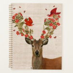 Deer and Love Birds Planner<br><div class="desc">Deer and Love Birds by Fab Funky. Deer posing with his feathery friends and flowers atop its antlers. | 190909D</div>