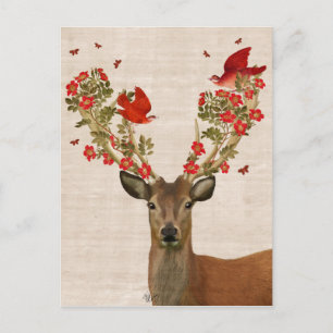 Deer and Love Birds Postcard