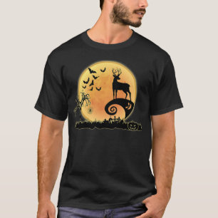 Deer And Moon Scary Animals Funny Halloween Costum T-Shirt