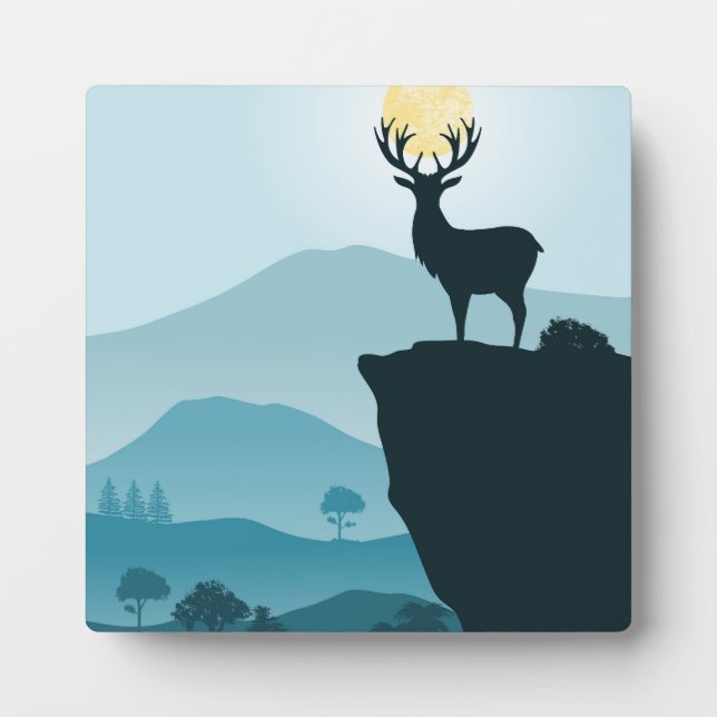 Deer and mountain Landscape     Plaque (Front)