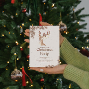 Deer and Pine Cone Christmas   Invitation