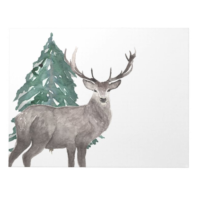 Deer and Pine Tree Notepad (Front)