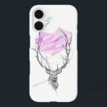 Deer and pink geometric heart drawing Animal art iPhone 16 Case<br><div class="desc">This lovely phone case features ink illustration of a deer with pink geometric heart on its antlers. Fineliner and coloured pencils drawing. Makes elegant and cute Valentine's day or birthday gift for animal lovers who like art • You can customise it - resize/rotate the image, add text and more, or...</div>