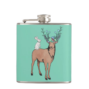 Deer and Rabbit Flask